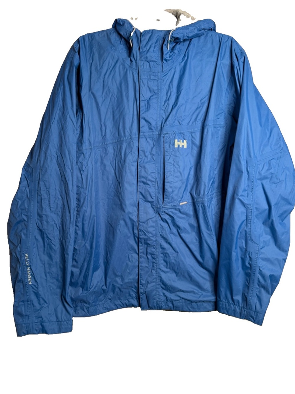 Helly Hansen Packable Blue Nylon Hooded Rain / Wind Jacket Men’s Large Gorpcore